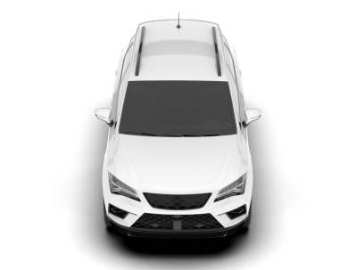 Beyaz arka planda izole edilmiş gerçekçi bir araba. ön görünüm.