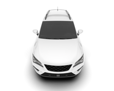 Beyaz lüks modern araba, siyah arka planda izole edilmiş, yansımalı.