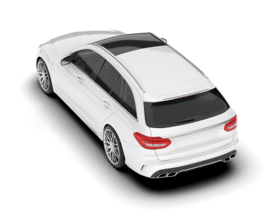 Modern araba beyazda izole edilmiş. 3D görüntüleme - illüstrasyon