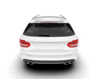 Araba geri görüşü. İzole edilmiş. 3D gerçekçi illüstrasyon.