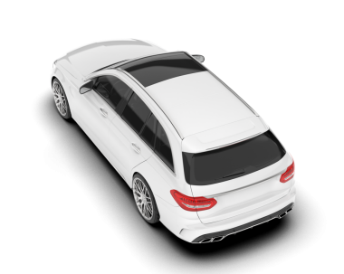 Modern araba arka planda izole edilmiş. 3D görüntüleme - illüstrasyon