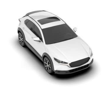 Beyaz arka planda izole edilmiş gerçekçi bir araba. 3d illüstrasyon