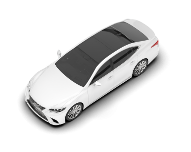 Beyaz arka planda modern beyaz şehir arabası.