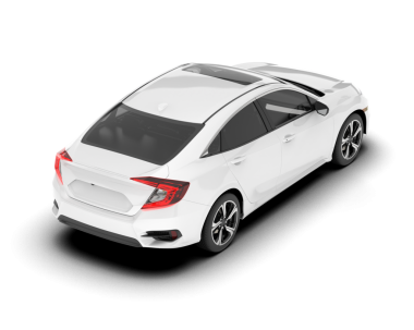 Beyaz arka planda modern bir araba. 3D görüntüleme - illüstrasyon