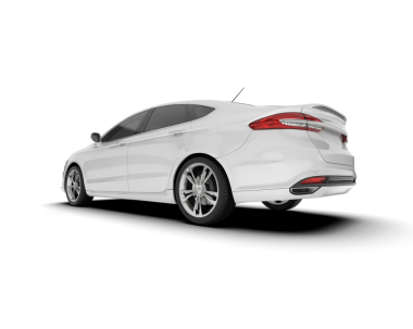 Araba beyaz arka planda izole edilmiş. 3d görüntüleme - yan görünüm