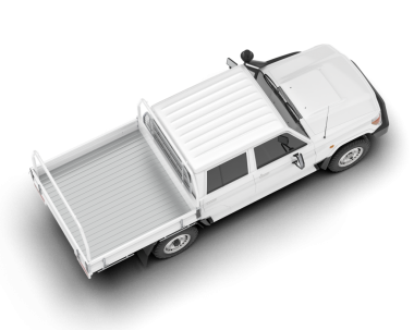 Beyaz bir kargo kamyonunun 3 boyutlu görüntüsü.