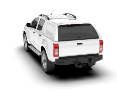 Siyah vücutlu modern beyaz bir kamyonet. 3d oluşturma