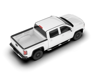 Beyaz arka planda izole edilmiş ve perspektif görünümlü beyaz bir kamyonetin 3 boyutlu resmi