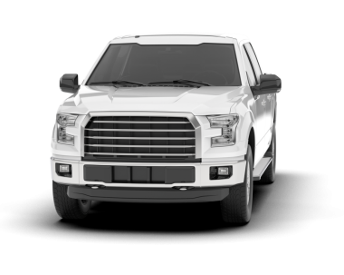 Beyaz, siyah gölgeli, beyaz bir kamyonet..