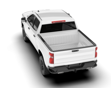 Beyaz üzerine izole edilmiş hafif arka planda bir kamyonetin 3 boyutlu görüntüsü