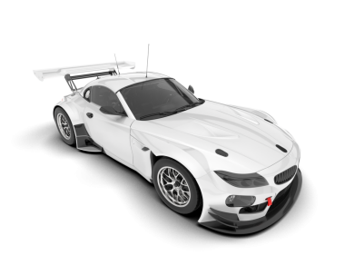 Modern beyaz araba beyaz sırtında