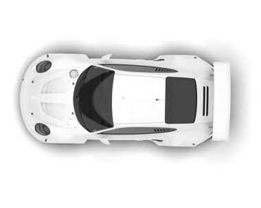 Siyah arka planda izole edilmiş beyaz bir spor arabanın 3 boyutlu çizimi