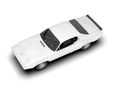 Beyaz arka planda izole edilmiş koyu bir arka planı olan beyaz bir arabanın 3 boyutlu görüntüsü.