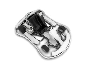 Siyah arkaplanda izole edilmiş beyaz yansıtıcı bir arabanın 3 boyutlu görüntülenmesi