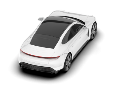 Siyah arka planı olan beyaz, modern bir araba. 3d oluşturma.