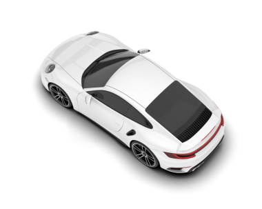 Beyaz arka planda izole edilmiş gerçekçi bir araba. 3d illüstrasyon