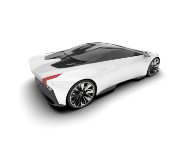 Siyah arka planda gerçekçi beyaz spor araba