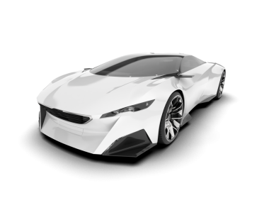 Modern beyaz araba arka planda izole edilmiş. 3d oluşturma