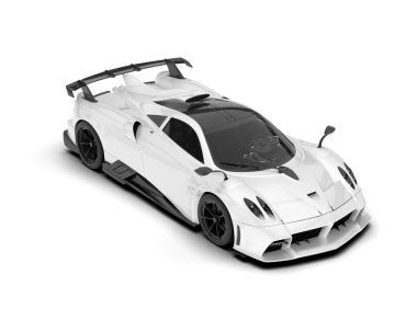 Modern beyaz yarış arabası. 3 boyutlu model.