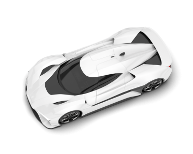 Beyaz arkaplanda izole edilmiş beyaz süper araba 3 boyutlu çizim - illüstrasyon