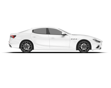 Beyaz lüks araba. Ön manzara. 3d illüstrasyon.