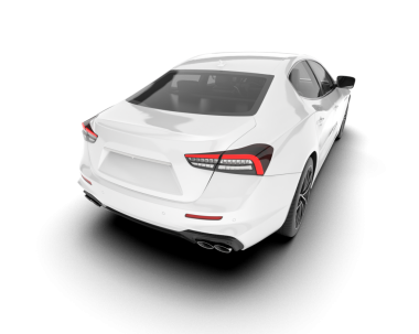 Beyaz arka planda izole edilmiş beyaz modern araba