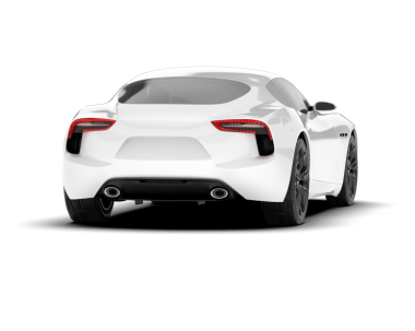 Beyaz arka planda izole edilmiş gerçekçi siyah araba. yan görünüm