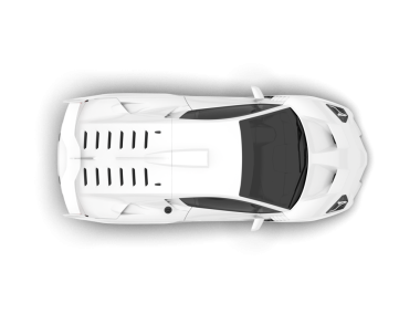 Siyah arka planda izole edilmiş beyaz bir arabanın 3 boyutlu görüntüsü