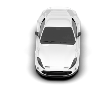 Siyah arka planda beyaz araba izole edilmiş.