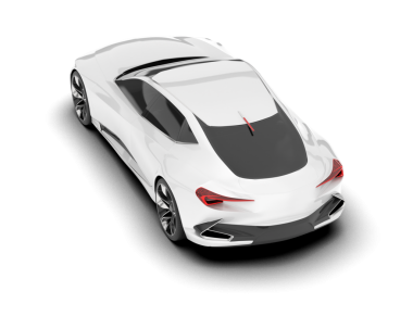 Modern araba arka planda izole edilmiş. 3D görüntüleme - illüstrasyon