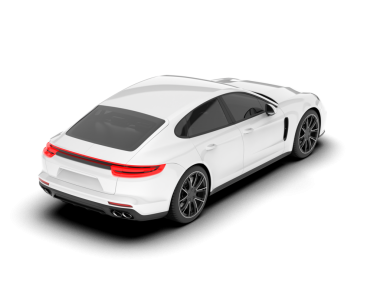 Beyaz araba arka planda izole edilmiş. 3d illüstrasyon - oluşturma