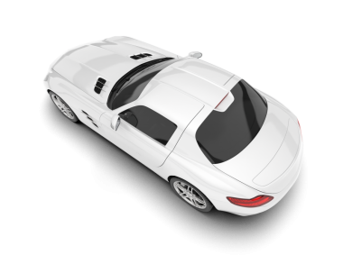 Beyaz arka planı olan gerçekçi beyaz bir araba. yan görünüm