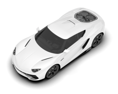 Stüdyoda izole edilmiş beyaz bir spor arabanın 3 boyutlu görüntüsü.