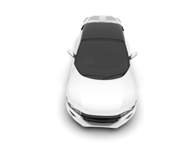 Beyaz arka planda izole edilmiş beyaz bir arabanın 3 boyutlu resmi
