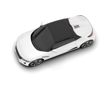 Gri sırtlı beyaz spor araba.