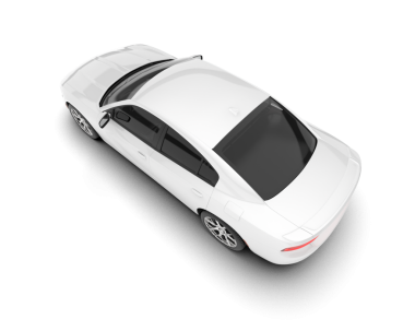 Beyaz arka planda izole edilmiş modern bir arabanın 3 boyutlu görüntüsü