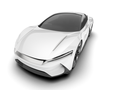 Modern araba arka planda izole edilmiş. 3D görüntüleme - illüstrasyon