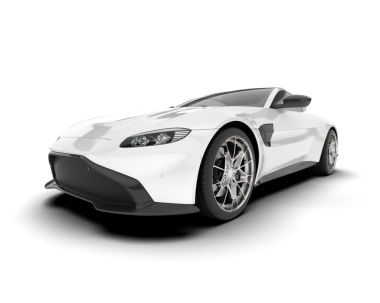 Beyaz arka planda izole edilmiş beyaz modern araba