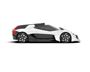 Beyaz arka planda modern bir araba. en üstteki görünüm
