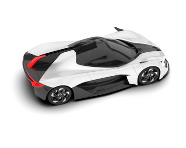 Modern araba arka planda izole edilmiş. 3D görüntüleme - illüstrasyon