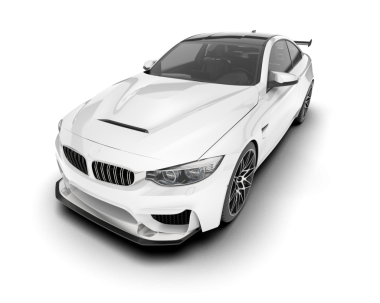 Beyaz arka planda modern bir araba. 3d oluşturma