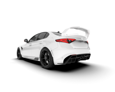 Beyaz arka planda modern bir araba. 3d oluşturma