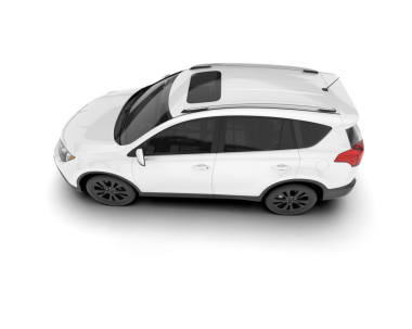 Beyaz arka planda izole edilmiş beyaz araba. 3 boyutlu model