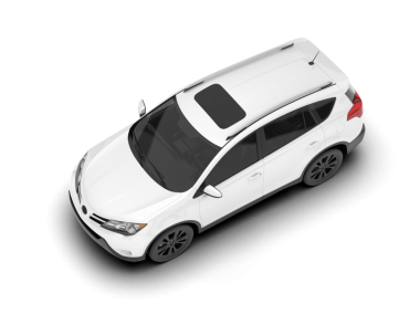 Beyaz arkaplanı olan beyaz SUV