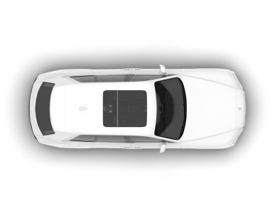 Araba gri bir arka planda izole edilmiş. en üstteki görünüm.