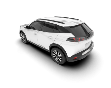 Beyaz arka görüşlü gerçekçi, modern bir araba. 3d oluşturma.