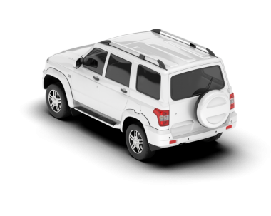 Gerçekçi bir SUV arabası. Arkadan bak. 3D görüntüleme. 3 d