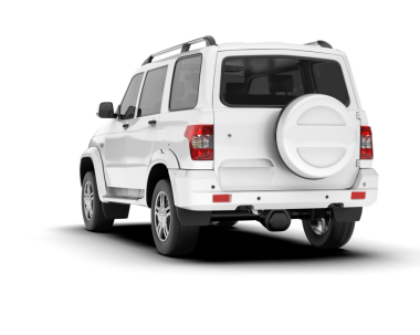 Beyaz, küçük, beyaz bir araba. 3d oluşturma.