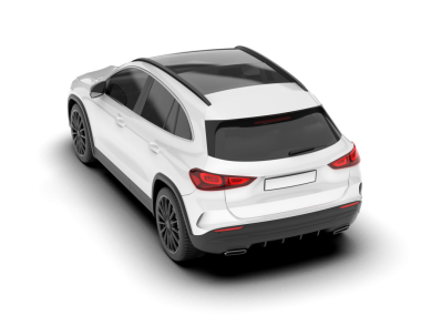 Arka planda izole edilmiş gerçekçi bir araba. 3D görüntüleme - illüstrasyon