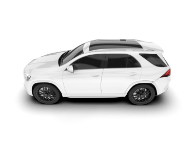 Beyaz SUV aracı beyaz arkaplanda izole edildi